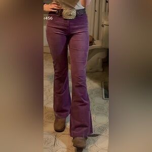 Mid-rise purple corduroy bootcut jeans